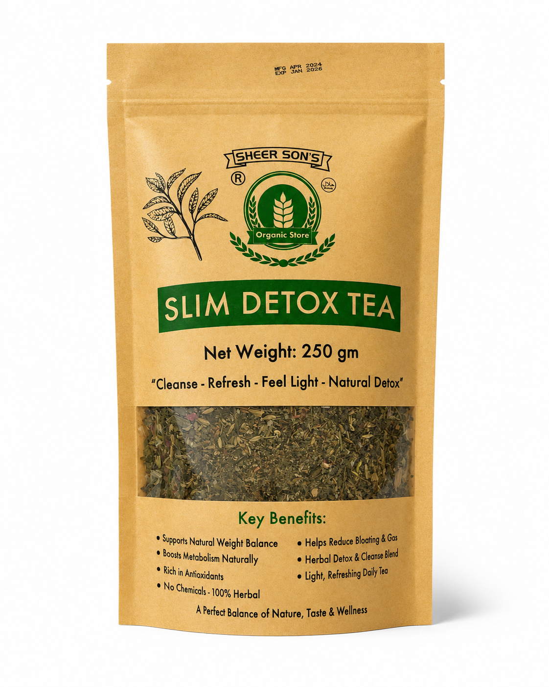Slim Detox Tea | Natural Herbal Tea for Digestion & Weight Management | Sheer Son's