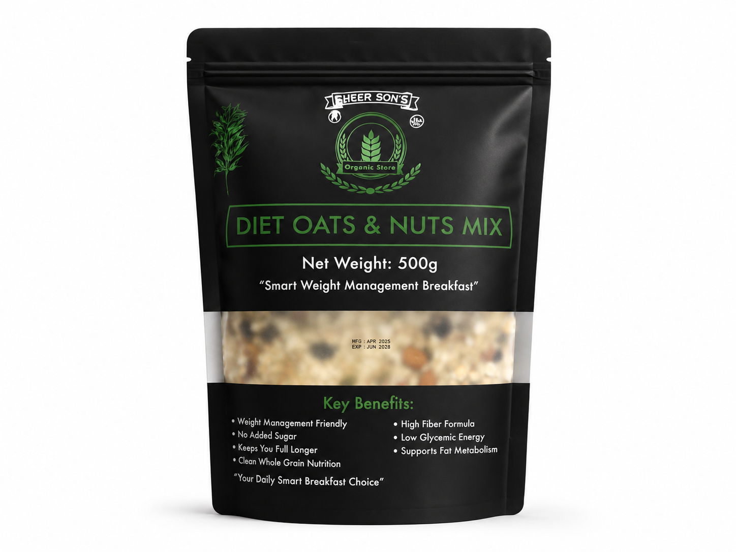 Diet Oats & Nuts Mix | Healthy High-Fiber Breakfast | Sheer Son's